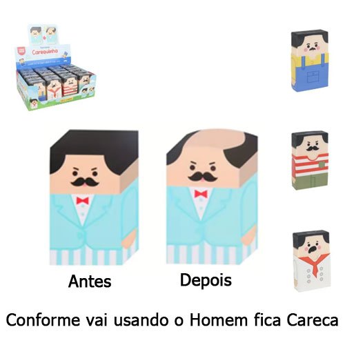 Borracha Calvo Carequinha - 3 x 5 cm - Modelos Sortidos Yin's Paper em Oferta na Shopee