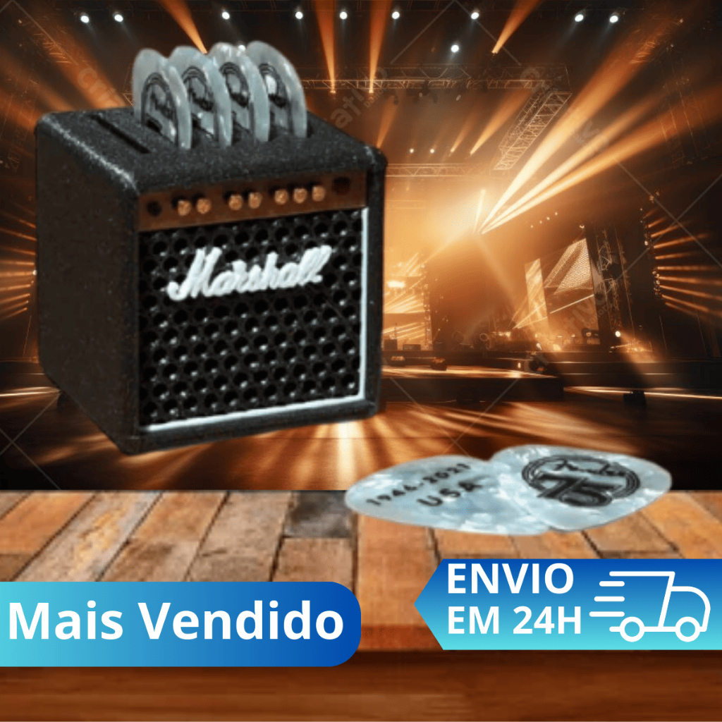 Imagem Kit Suporte Para 5 Palhetas + 4 Palhetas Mini Amplificador De Violão Guitarra