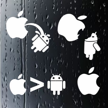 Kit com 4x Adesivos da Apple IOS - maça apple - apple melhor que android - IOS melhor que android