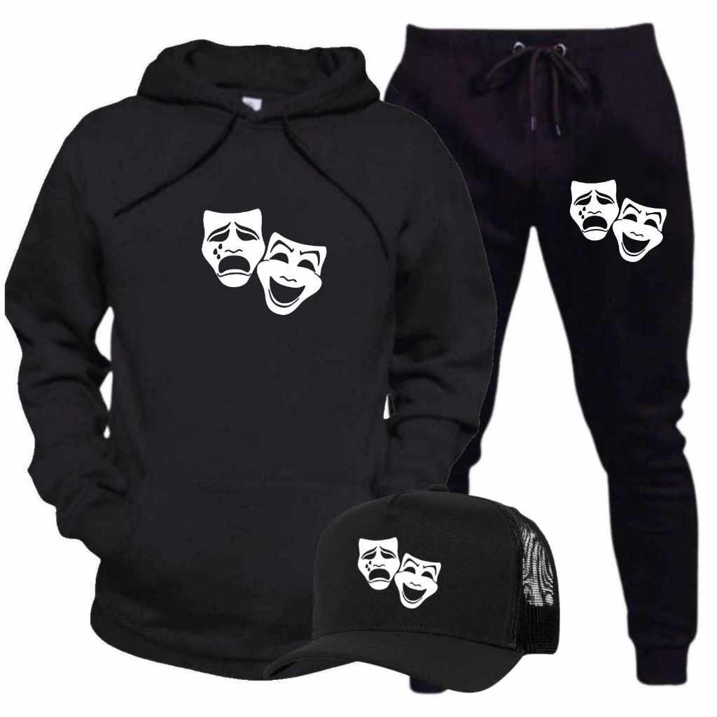 Conjunto Blusa Moletom Boné Masculina Algodão Canguru Toca Bolso Com Amarração Inverno Jaqueta Frio em Oferta na Shopee