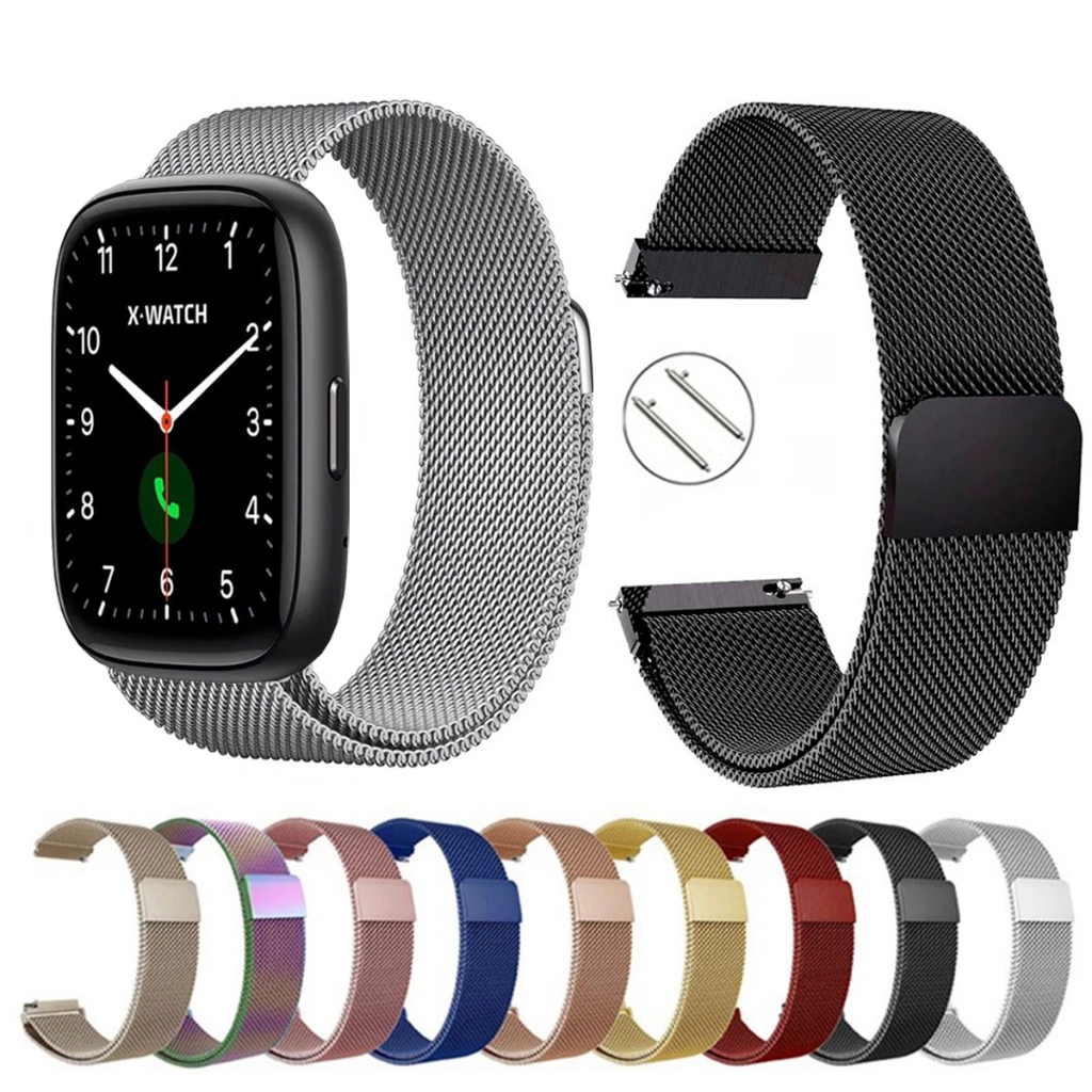 Pulseira de 22mm milanesa aço inox para Smartwatch Orient X-WATCH XSWUQP1001A de Engate Rapido