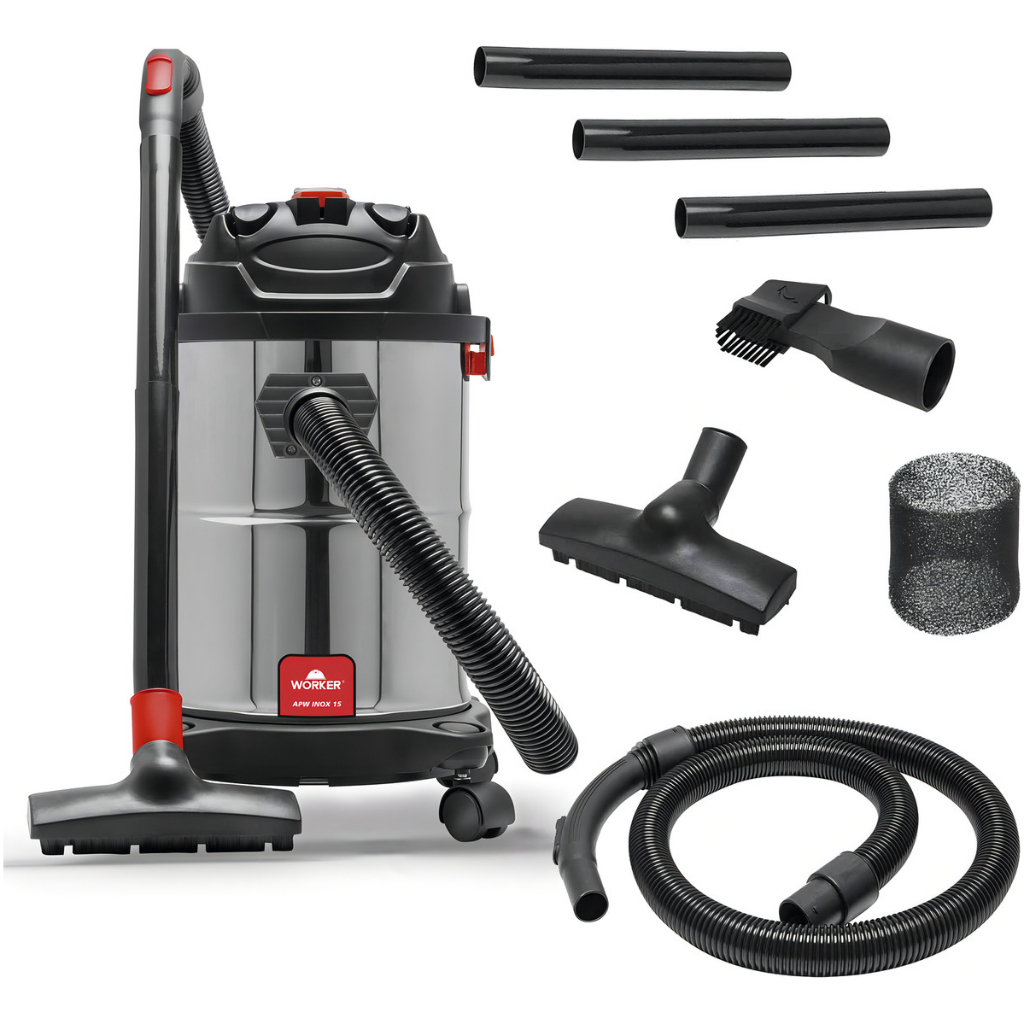 Aspirador De Pó e Água Liquidos Inox 15 Litros 1400w Profissional Worker 220v 127v