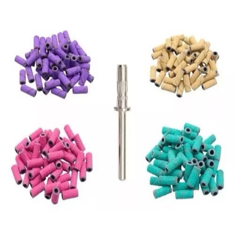 Kit Broca Mandril Caixa 50 Refil De Lixa Premium para Motor Lixadeira Helen Color HGJ-1112