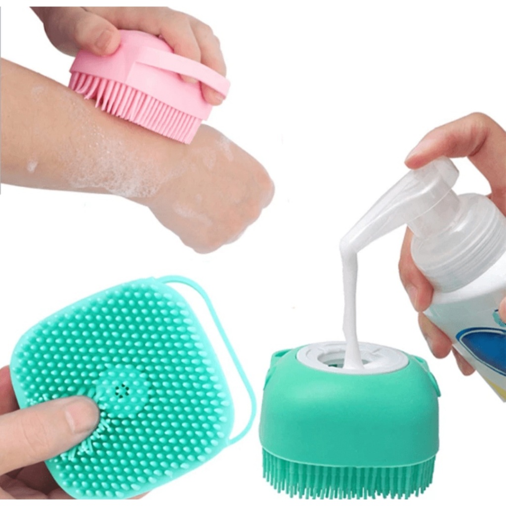 Esponja de Silicone P/ Banho Massageador com  Dispenser Shampoo/sabonete