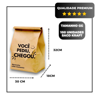 Saco Kraft Embalagem Para Delivery com 100 Unidades em Oferta na Shopee
