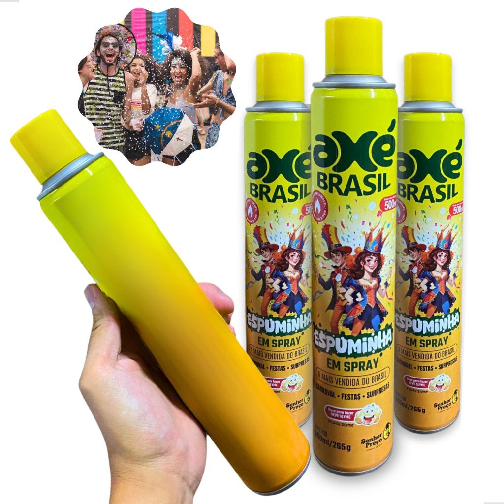 Espuminha De Carnaval Kit 3 Spray De Neve Espuma Artificial Alegria 500ML Grande Pronta Entrega