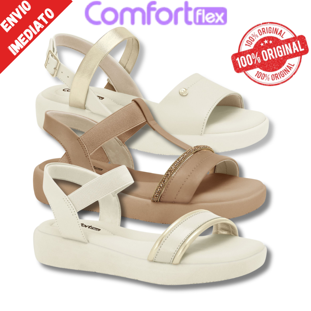 Sandália Feminina Comfortflex Papete Ortopédica Confortável Palmilha Macia 4cm - 24474