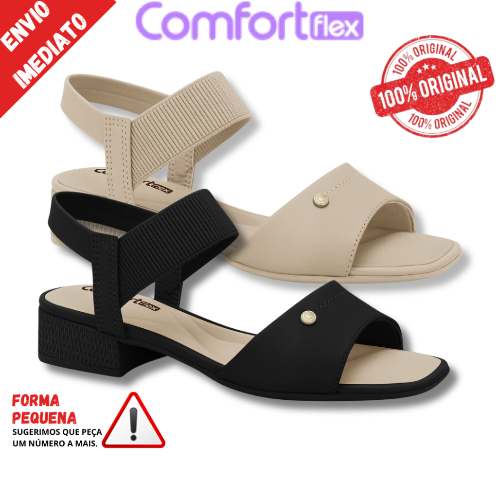 Sandália Feminina Comfortflex Ortopédica Salto Bloco Médio 4cm Confortável Elástico - 2455401
