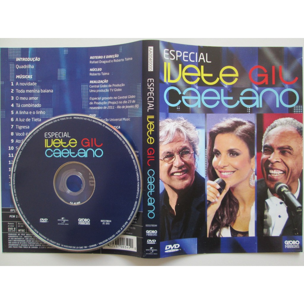DVD - IVETE SANGALO/GILBERTO GIL/ CAETANO VELOSO/ Epecial/Encarte Principal Dupla Face + Encarte/DVD Midia Impecável