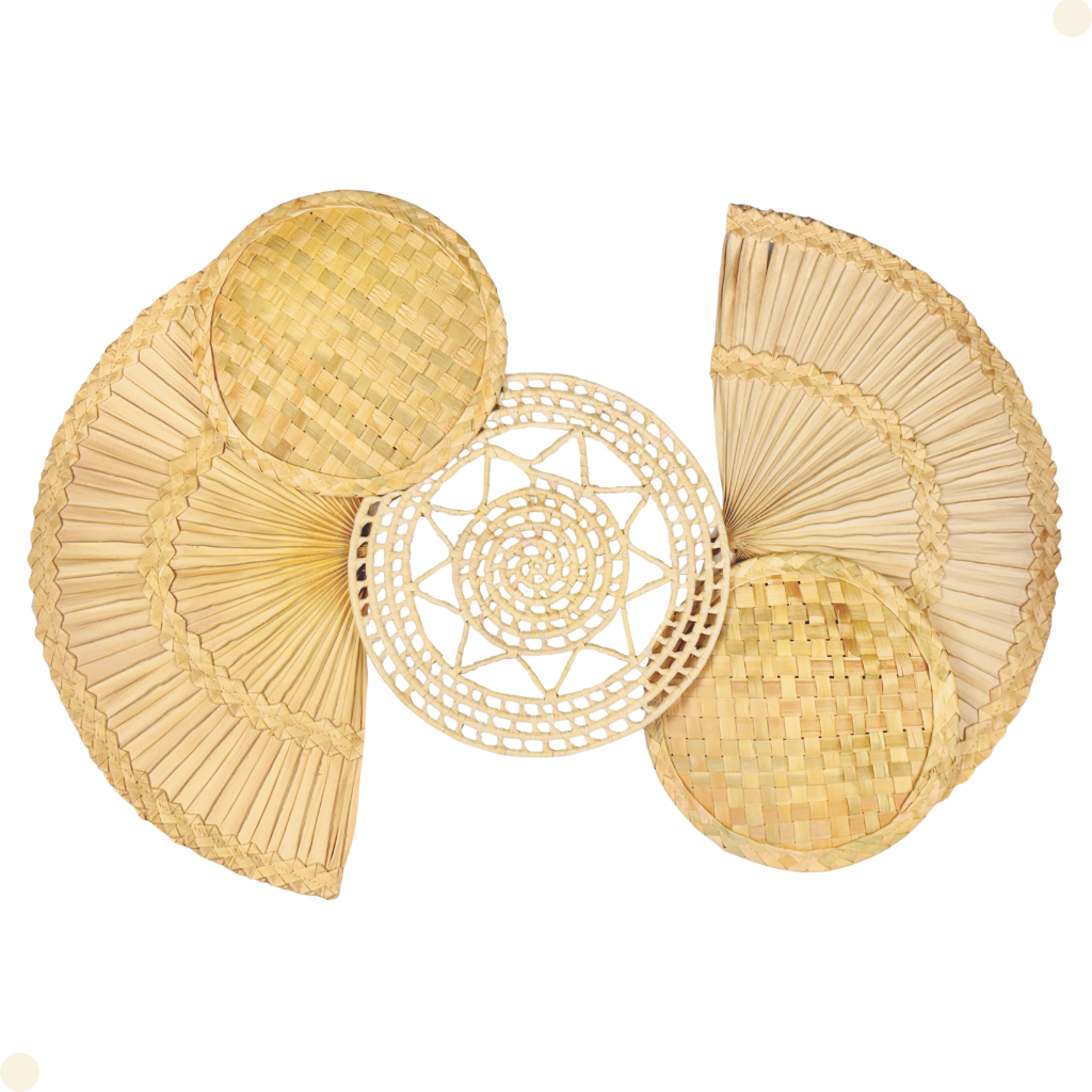 Decoração Parede Boho Composição de Palha Natural Premium