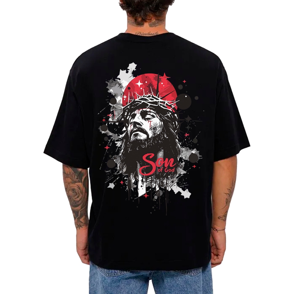 Camiseta Masculina Oversized ou Básica Estampa Desenho Fé Gospel Cristã Religiosa Exclusiva