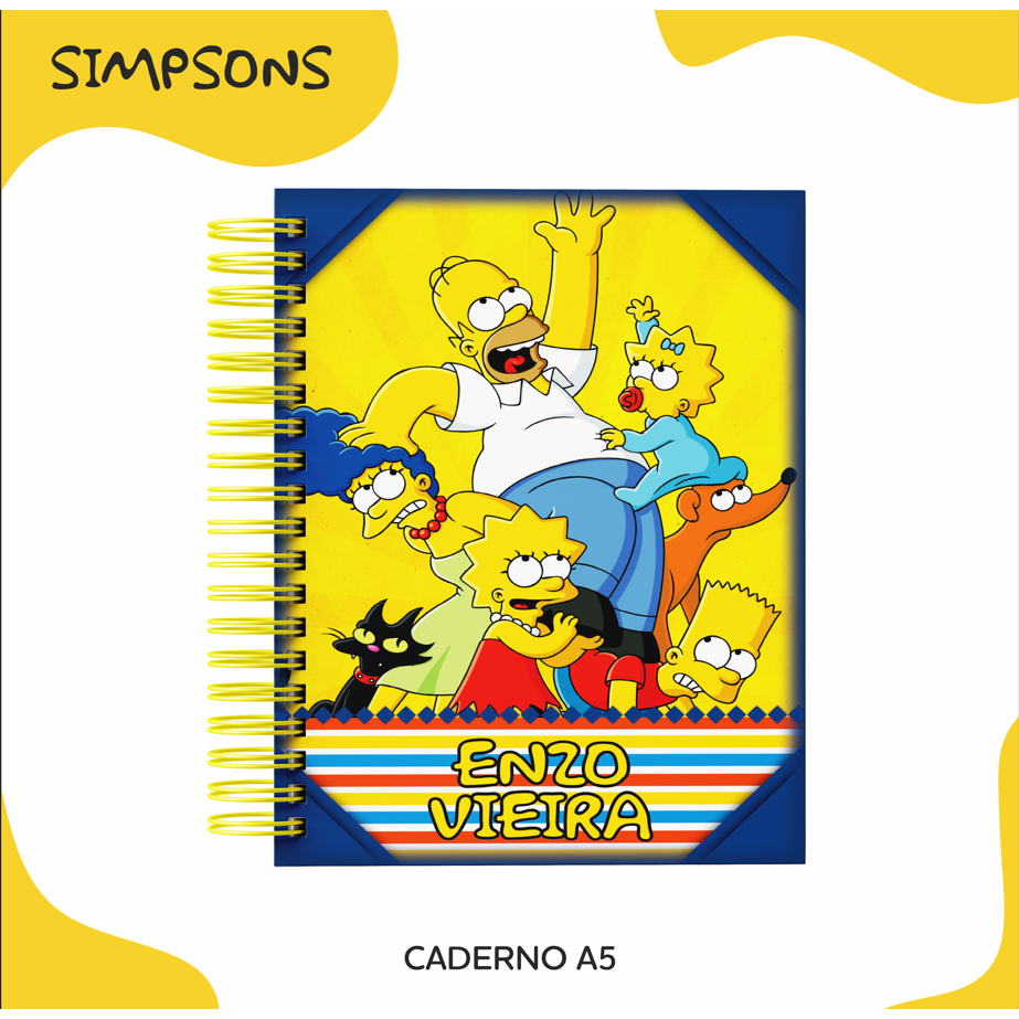 Caderno A5 personalizado SIMPSONS - Caderno escolar personalizado - SIMPSONS