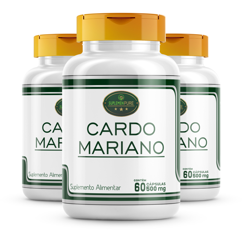 Cardo Mariano em pó 180 Caps 500mg Cardo santo - 3 Frascos