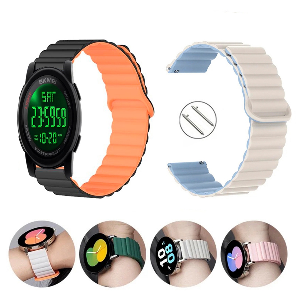 Pulseira 22mm de Silicone loop Magnética para Skmei 1257