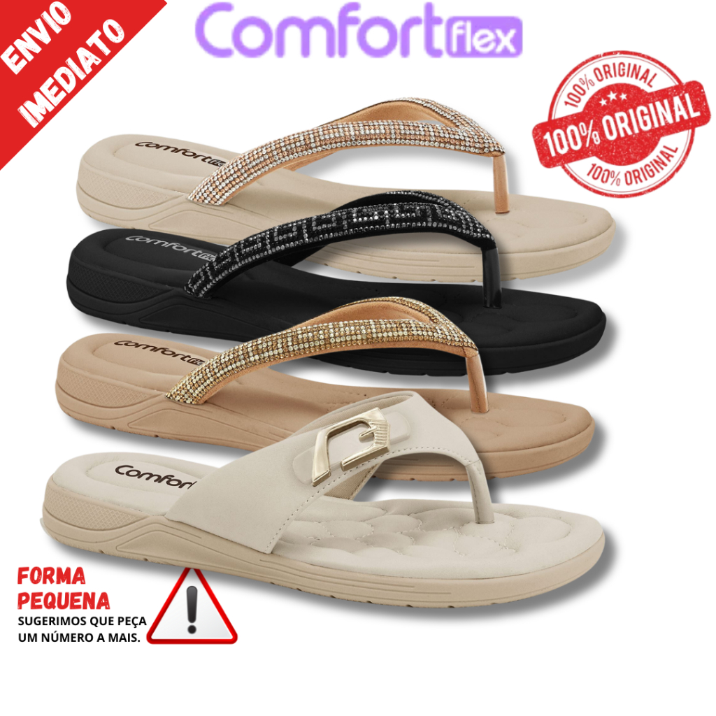Sandália Feminina Ortopédica ComfortFlex Chinelo de Dedo Confortável Macia - 24804