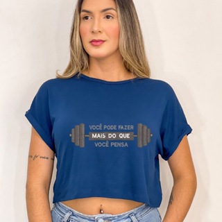 Cropped feminino estampa você pode camiseta t-shirt em Oferta na Shopee