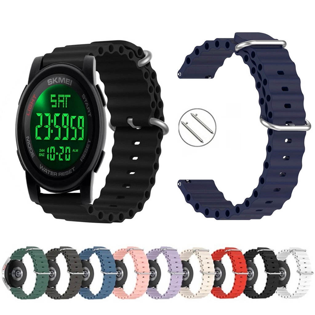 Pulseira 22mm Silicone Oceano para Pulseira Smartwatch Skmei 1257 de Engate Rapido