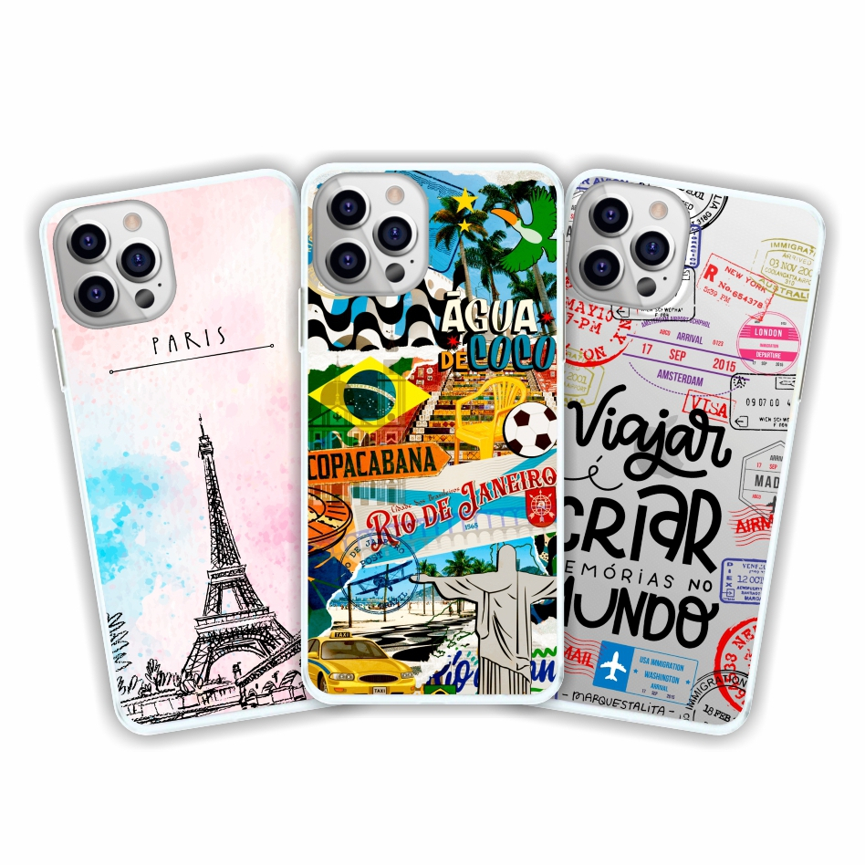 Capa de celular Cidades Rio de Janeiro Paris Lisboa nome personalizado New York brasil são paulo salvador capinha