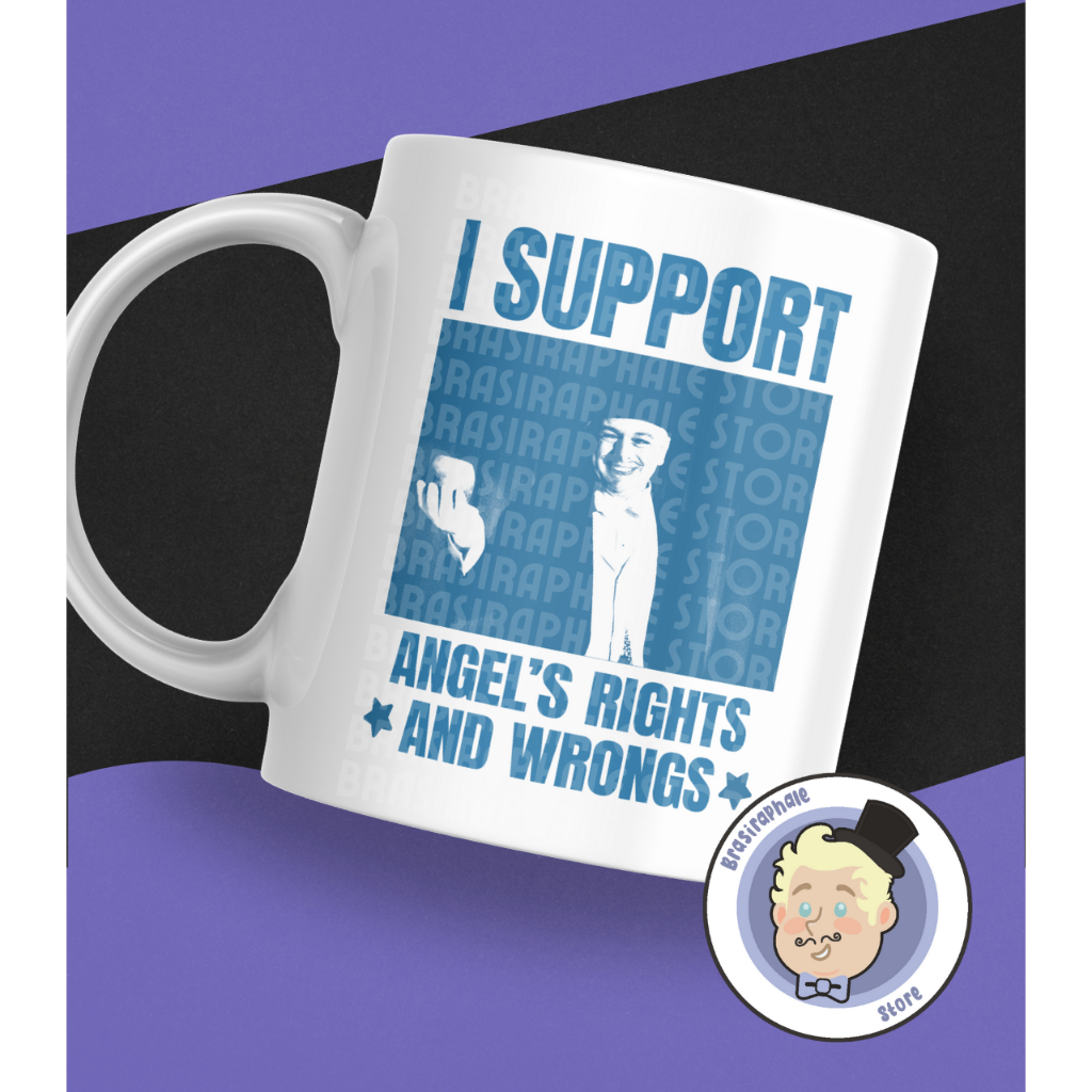 Caneca Good Omens Belas Maldições Aziraphale I Support Angel's Rights and Wrongs