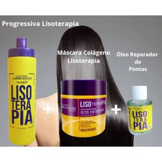 Progressiva Lisoterapia liso extremo+ Super Máscara de Colágeno+ Óleo Mágico Reparador de Pontas Hidralize em Oferta na Shopee