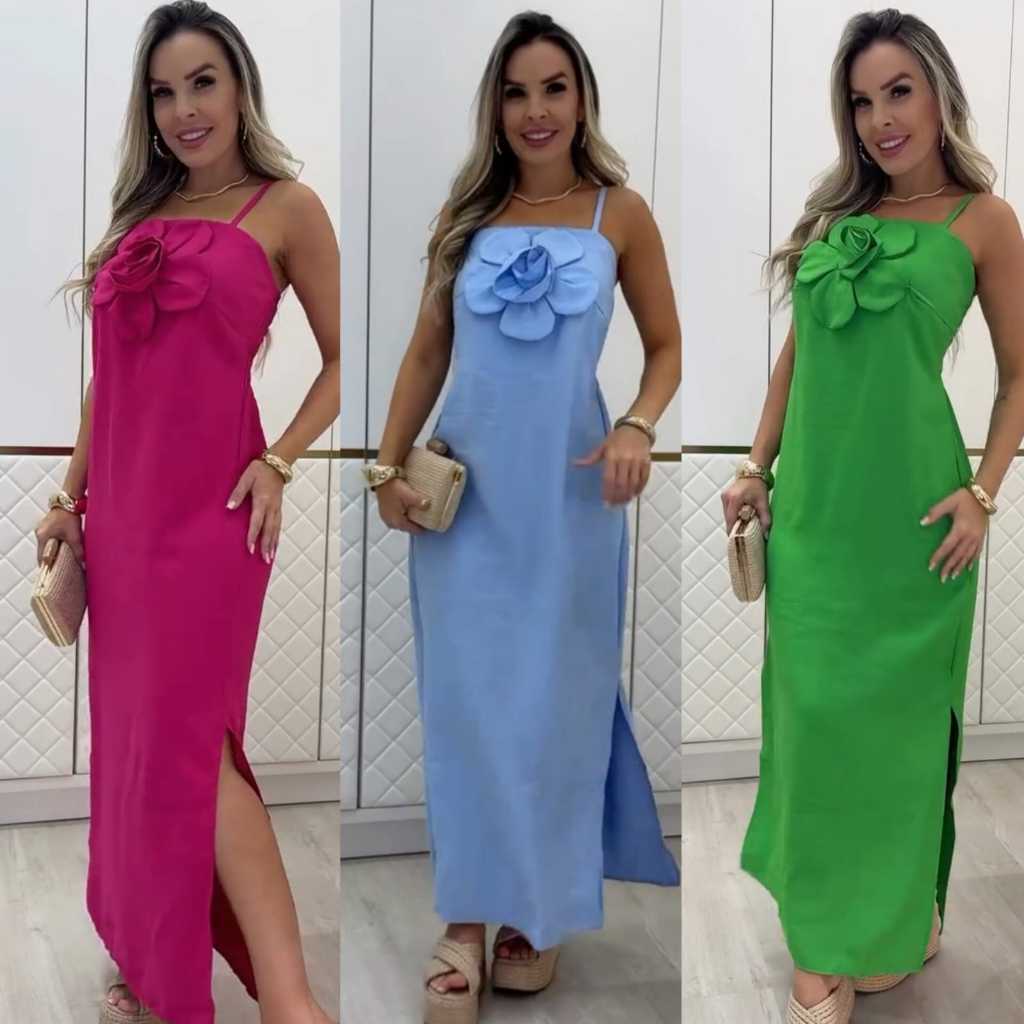 vestido com detalhe do flor moda verão 2025