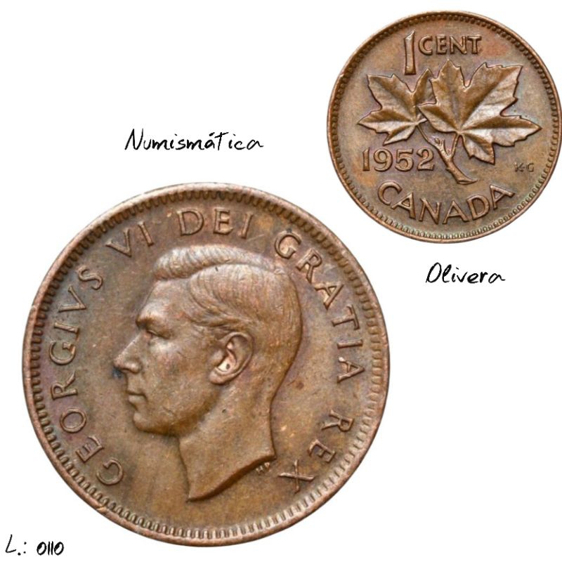 L.: 0110 - Moeda antiga Canadá 1 centavo Rei George IV. Escolha a data.