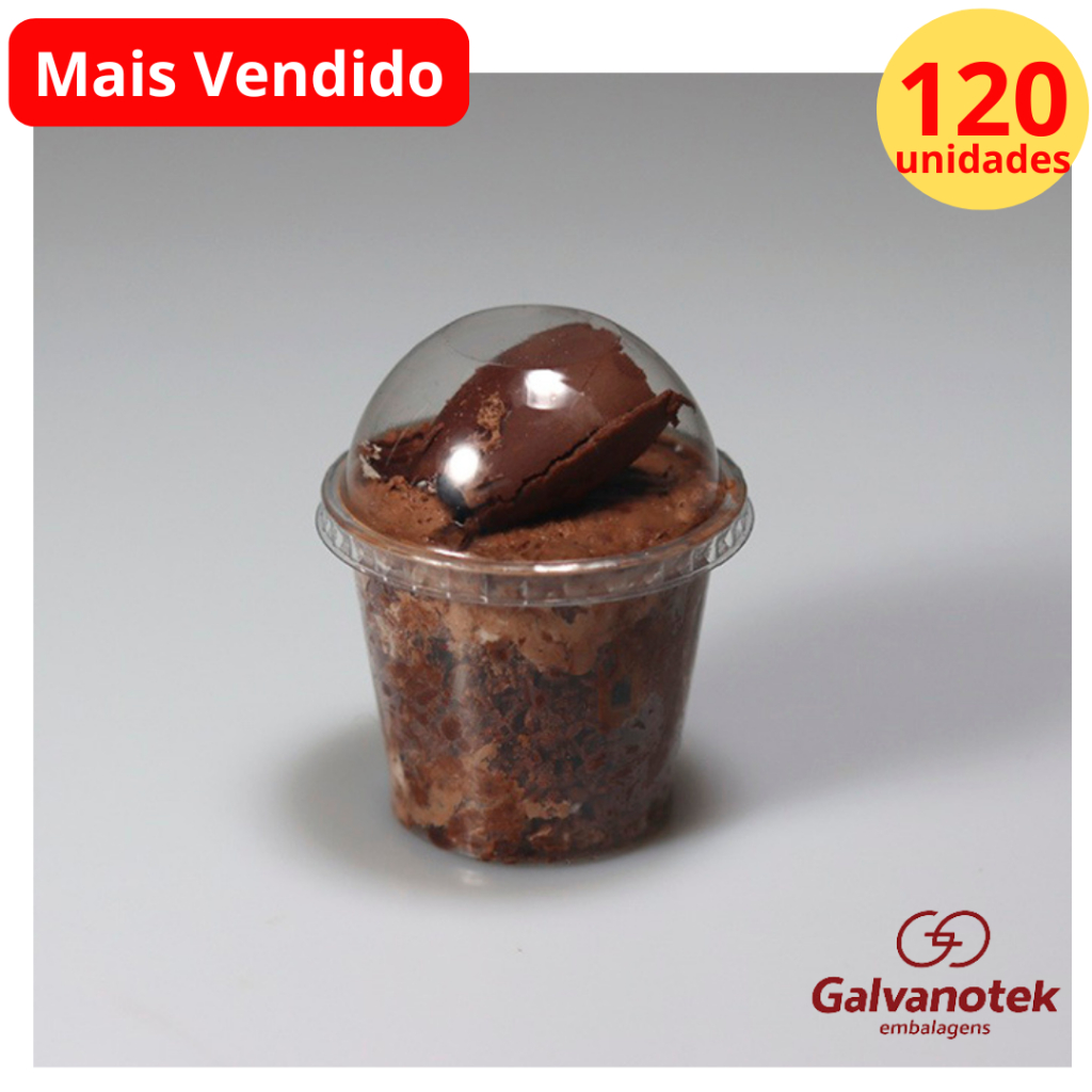 120 Unid Mini Copo 60ml + 120 Unid Tampa Bolha Sem Furo Brigadeiro de Colher - Galvanotek G 697