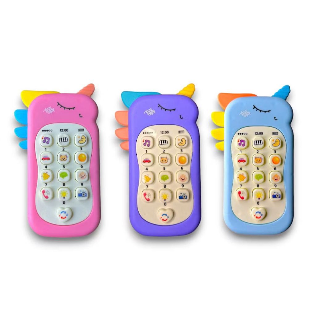 Brinquedo Telefone Infantil Musical Brinquedo Dino Unicórnio Celular Mordedor Educativo Com Luz