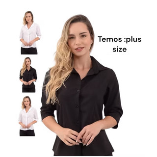 Camisete manga 3/4  gabardine camisa social feminina passa fácil tamanho PP ao Xgg