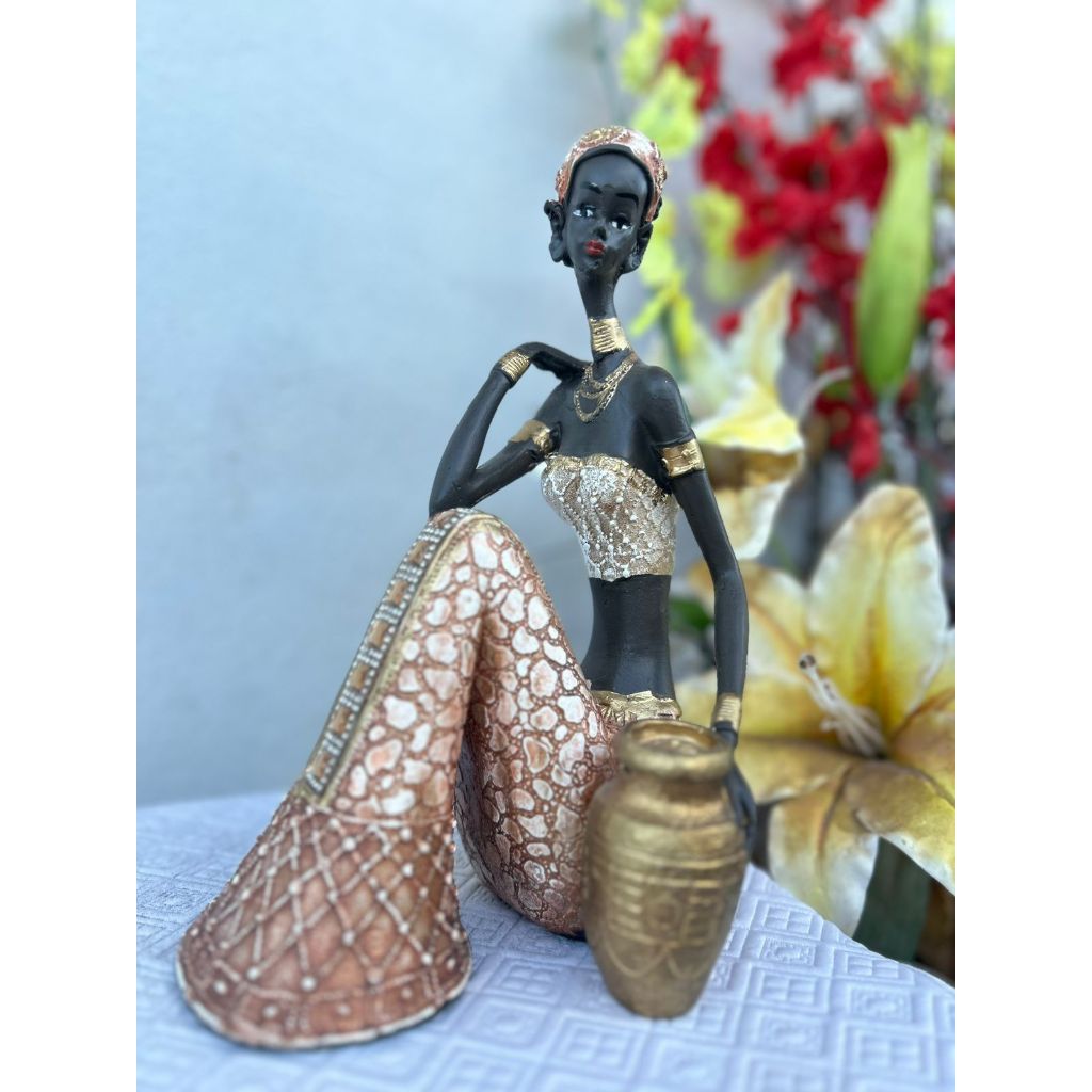 Decoração Africana Gesso 26x14 deocrativa sala mesa em Oferta na Shopee