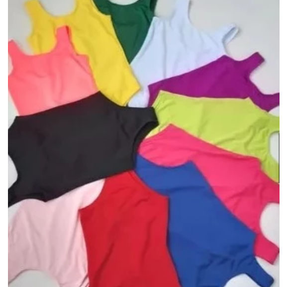 Body Infantil / Collant Regata Colorido Liso Preto Branco Rosa Pink Verde Vermelho Amarelo Azul Maio Ballet Dança Balé