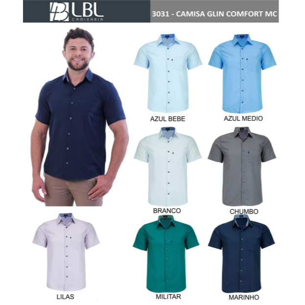 Kit 3 Camisas Sociais LBL Modelo Glin Comfort Que não amassa Com bolso Promoção Fret Grátis