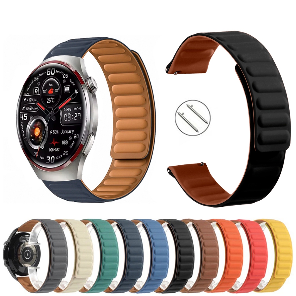 Pulseira 22mm Silicone Elos Imã Magnética para Smartwatch Huawei Watch 4 e 4 PRO de Engate Rapido