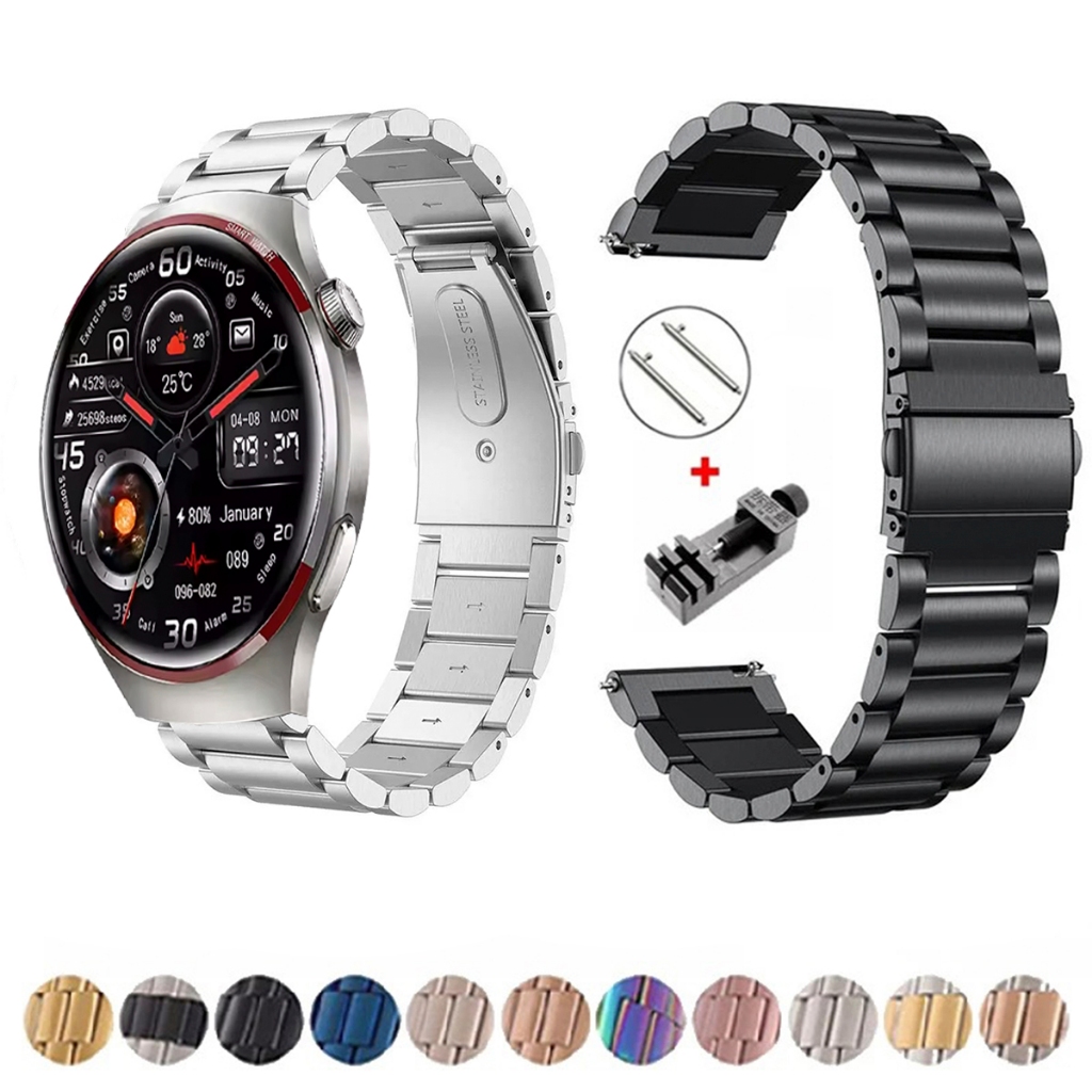 Pulseira de 22mm Metal Elos de aço inox para Smartwatch Huawei Watch 4 e 4 PRO de Engate Rapido