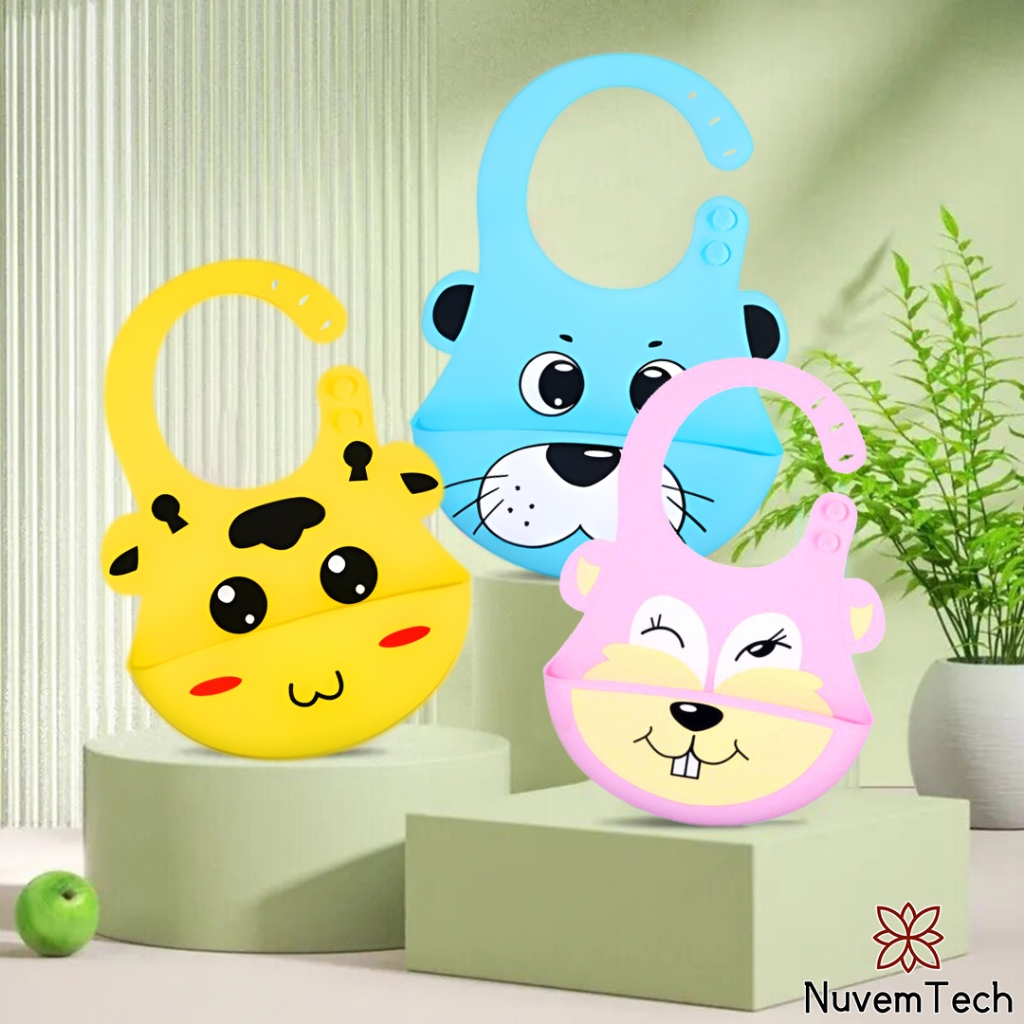 Kit Babador Alimentação Silicone Impermeável Para Bebê Menina Menino Pega Migalhas Babete Criança