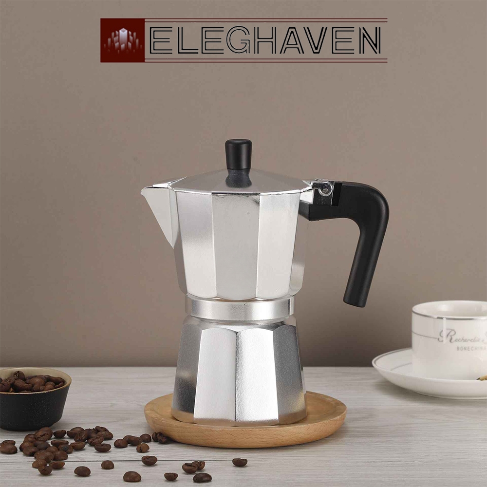 Imagem ELEGHAVEN>>3 6 9 Xícaras Cafeteira Italiana Alumínio Premium Moka Café Expresso