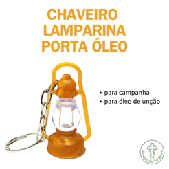 Chaveiro Lamparina Porta Óleo Dourada - 25/50/100 Unidades. Lembrança Evangélica.