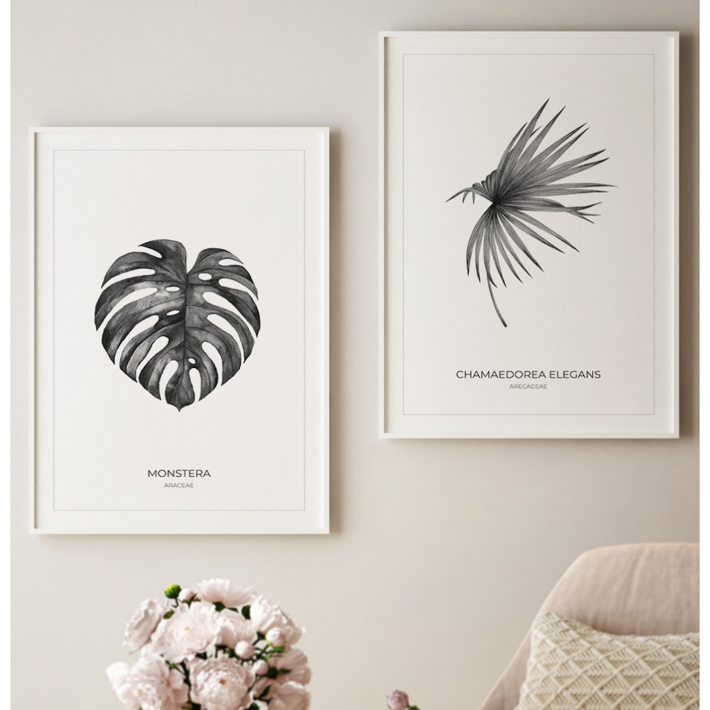 Quadro Minimalista Quadro Com Moldura E Vidro Quadro Decorativo Sala Quadro Para Quarto Plantas Duo