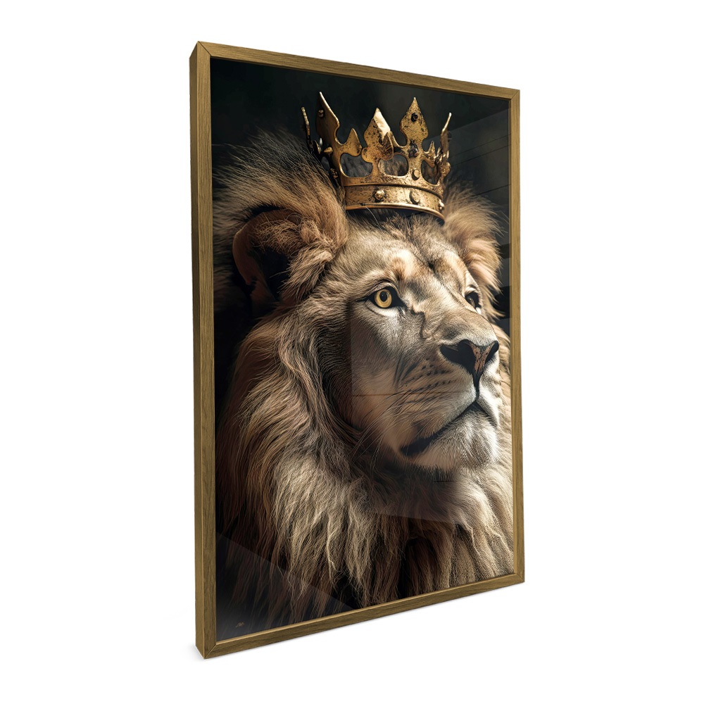 Quadro Leão de Judá Com Coroa Dourada Quadro Com Moldura E Vidro Quadro Decorativo Sala Leão Grande · foto 2