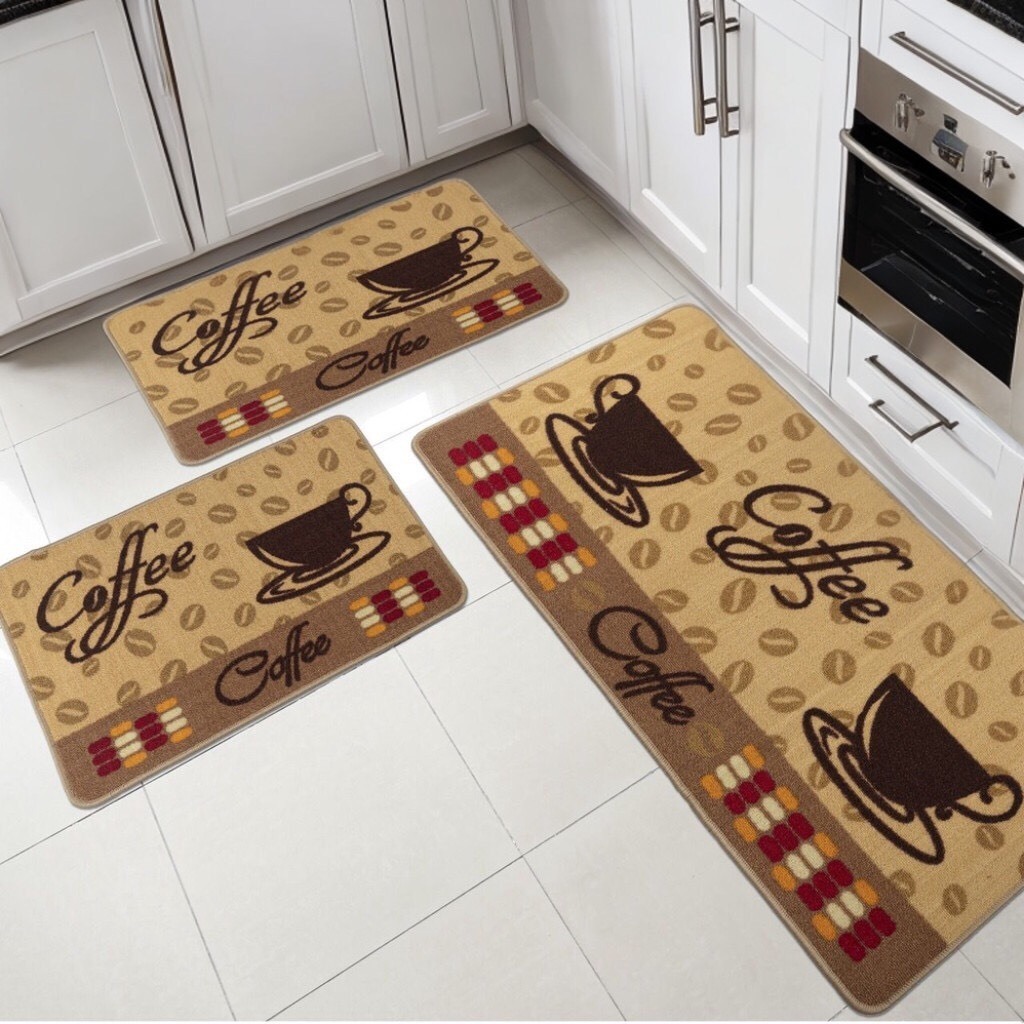 Jogo Cozinha Passadeira 3 Peças Kitchen Mat Antiderrapante