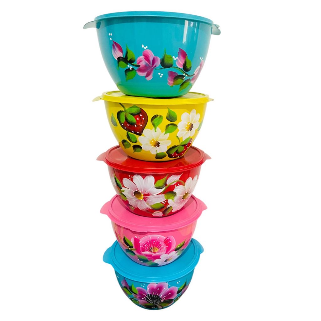 KIT COM 10 POTES BOWLS 5,5 LITROS DECORADO REDONDO SALADEIRA em Oferta na Shopee