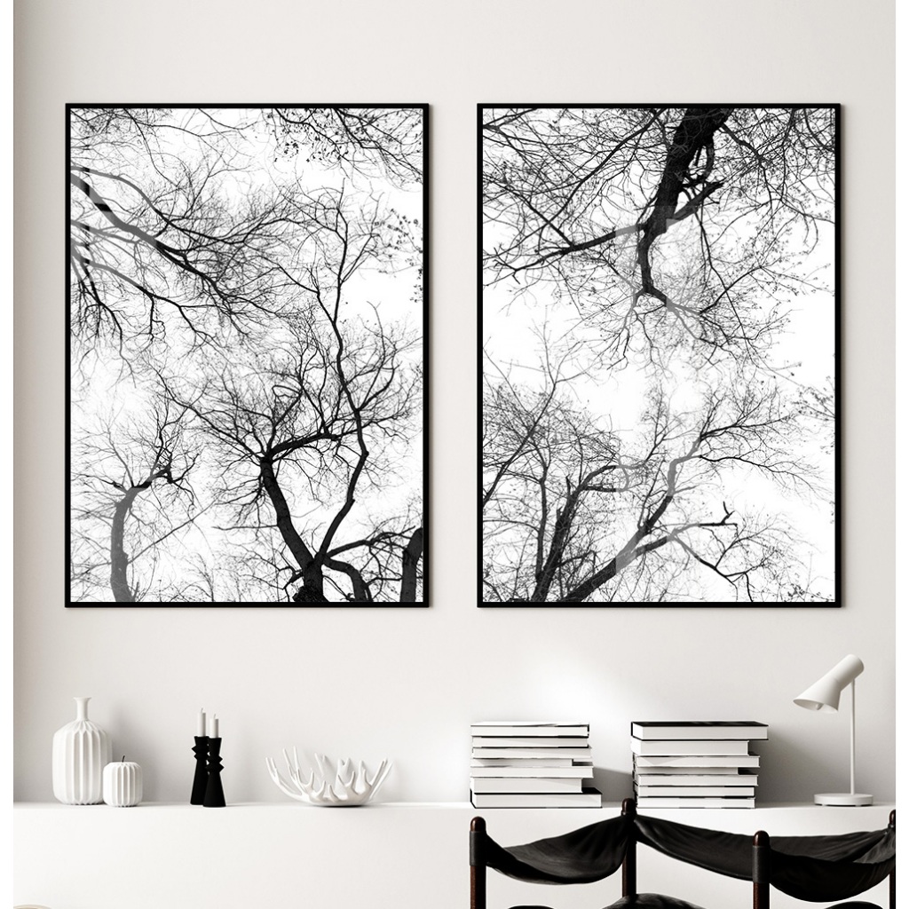 Quadro Natureza Com Moldura E Vidro Quadro Decorativo Sala Grande Quadro Preto E Branco Duo Árvores