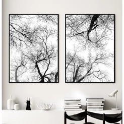Quadro Decorativo Sala Árvores Galhos Preto E Branco Kit 2 Quadros Decorativos Quarto Com Moldura