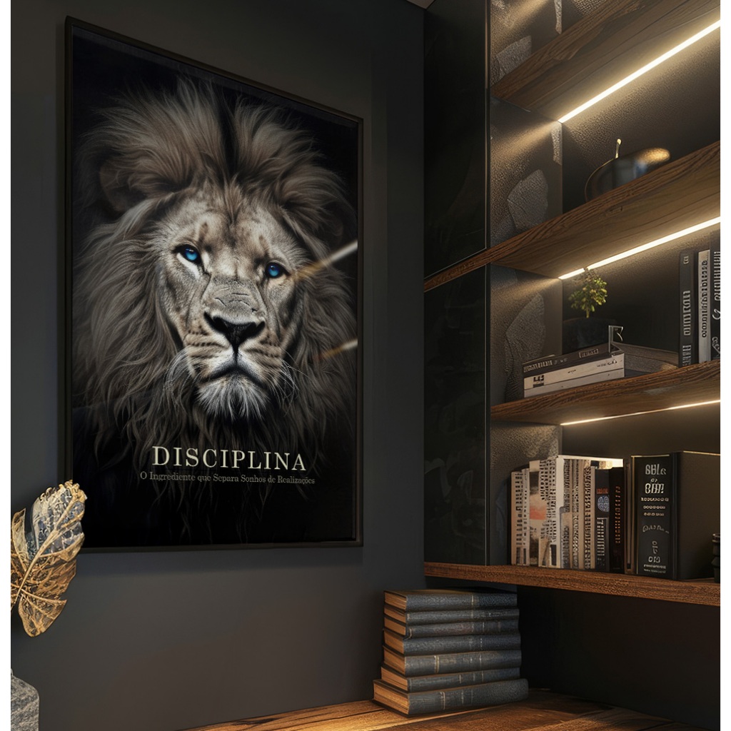 Quadro Leão Com Frases Motivacionais Quadro Decorativo Sala Com Moldura Quadro E