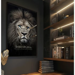 Quadro Decorativo Sala Leão Quadro de Leão Para Sala Grande Com Frases Disciplina 50x70 60x90