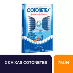 Kit 2un Hastes Flexíveis Cotonete Johnson com 75 unidades