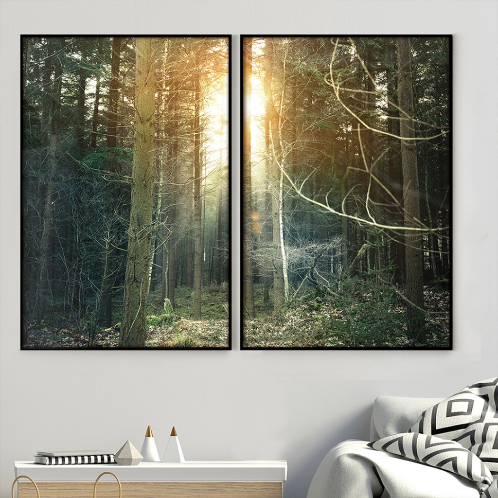 Quadro Paisagem Quadro Com Moldura E Vidro Quadro Decorativo Sala Quadro Quarto Casal Floresta Duo