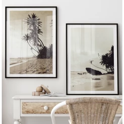 Quadro Decorativo Sala Praia Mar Quadros Decorativos Quarto Palmeiras Sépia Com Moldura E Vidro Duo