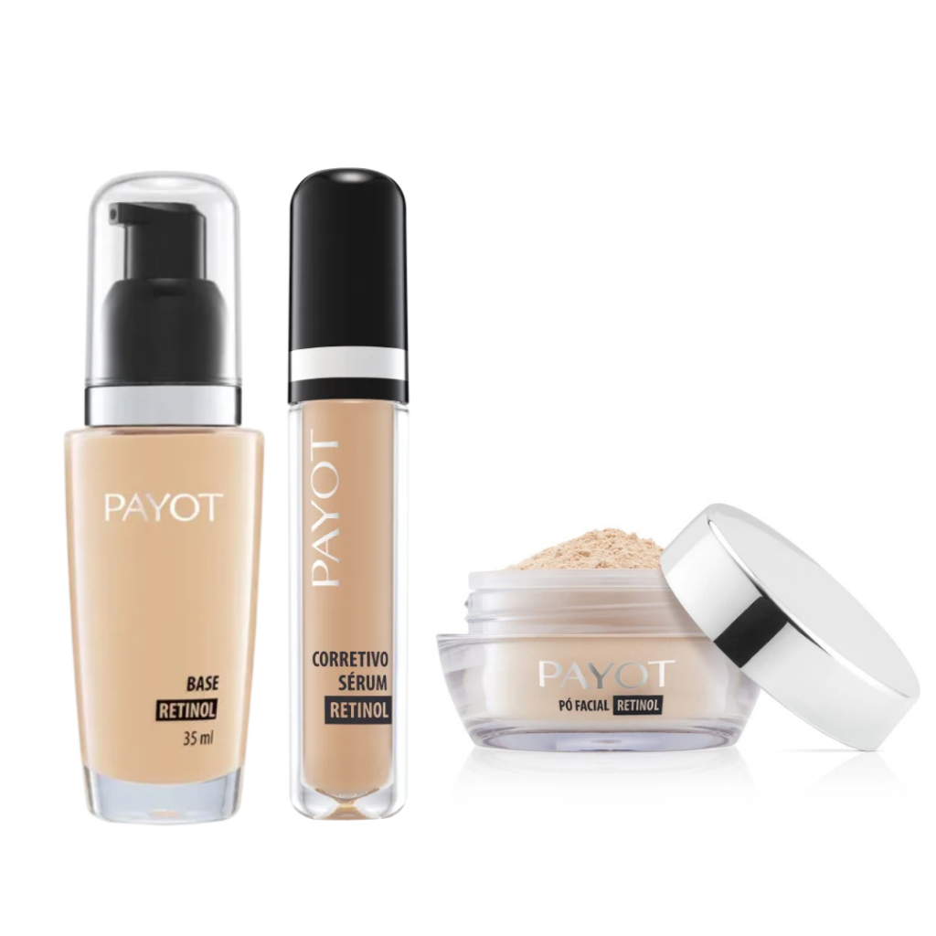 Kit Pele Perfeita Payot - 3 Base,Corretivo,Pó Translucido Matte