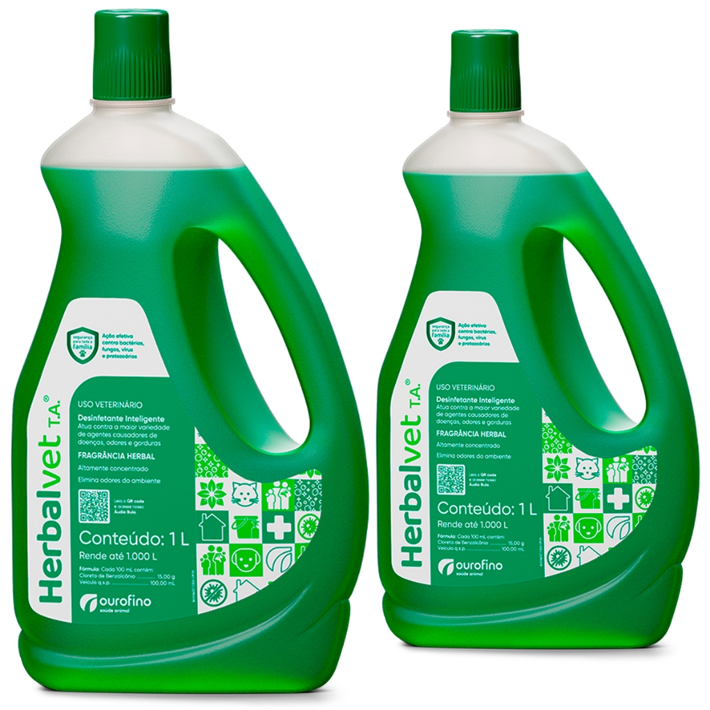 Kit com 2 Herbalvet Desinfetante 1 Litro - Rende até 500 Litros cada em Oferta na Shopee